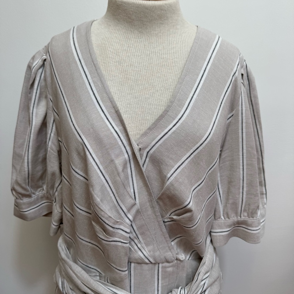 Finley Bohemian Stripe Linen Blend Wrap Dress - Picture 3 of 12